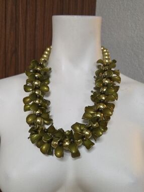 Olive Green Floral Statement Necklace - Women Jewelry
